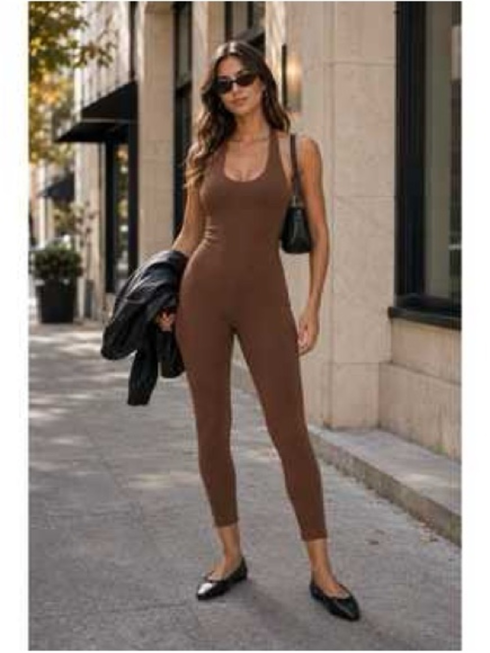 Aritzia Wilfred Free Look Jumpsuit Epicurean brown activewear streetwear yoga M